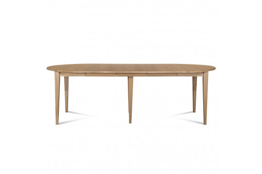 Table ronde 6 pieds fuseau 105 cm + 3 rallonges bois - VICTORIA