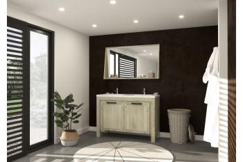 MEUBLE DE SALLE DE BAIN BOIS MASSIF 120 CM - ENSEMBLE MARKLE