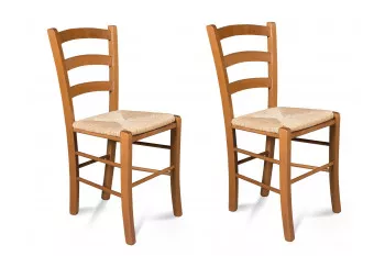 Chaises bois assise paille (lot de 2) - TINA