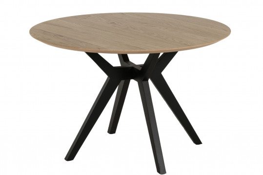 Table Ronde En Bois Clair Et Noir : Style Moderne | Hellin