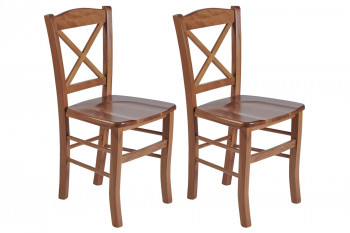 Chaises en hêtre massif assise bois (lot de 2) - CLAYTON