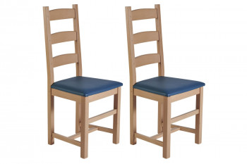 Chaises en bois - assise simili cuir colorée (Lot de 2) - RIGA