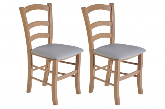 Chaises bois chêne clair - assise simili colorée (Lot de 2) - TINA