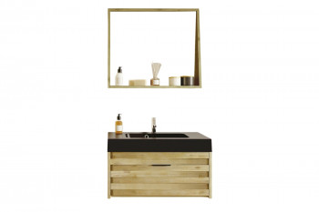 meuble de salle de bain simple vasque avec miroir