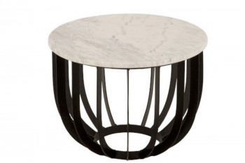 Table basse ronde en marbre et métal diamètre 50 cm