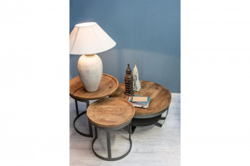 Table basse ronde en bois et métal - COSTALE