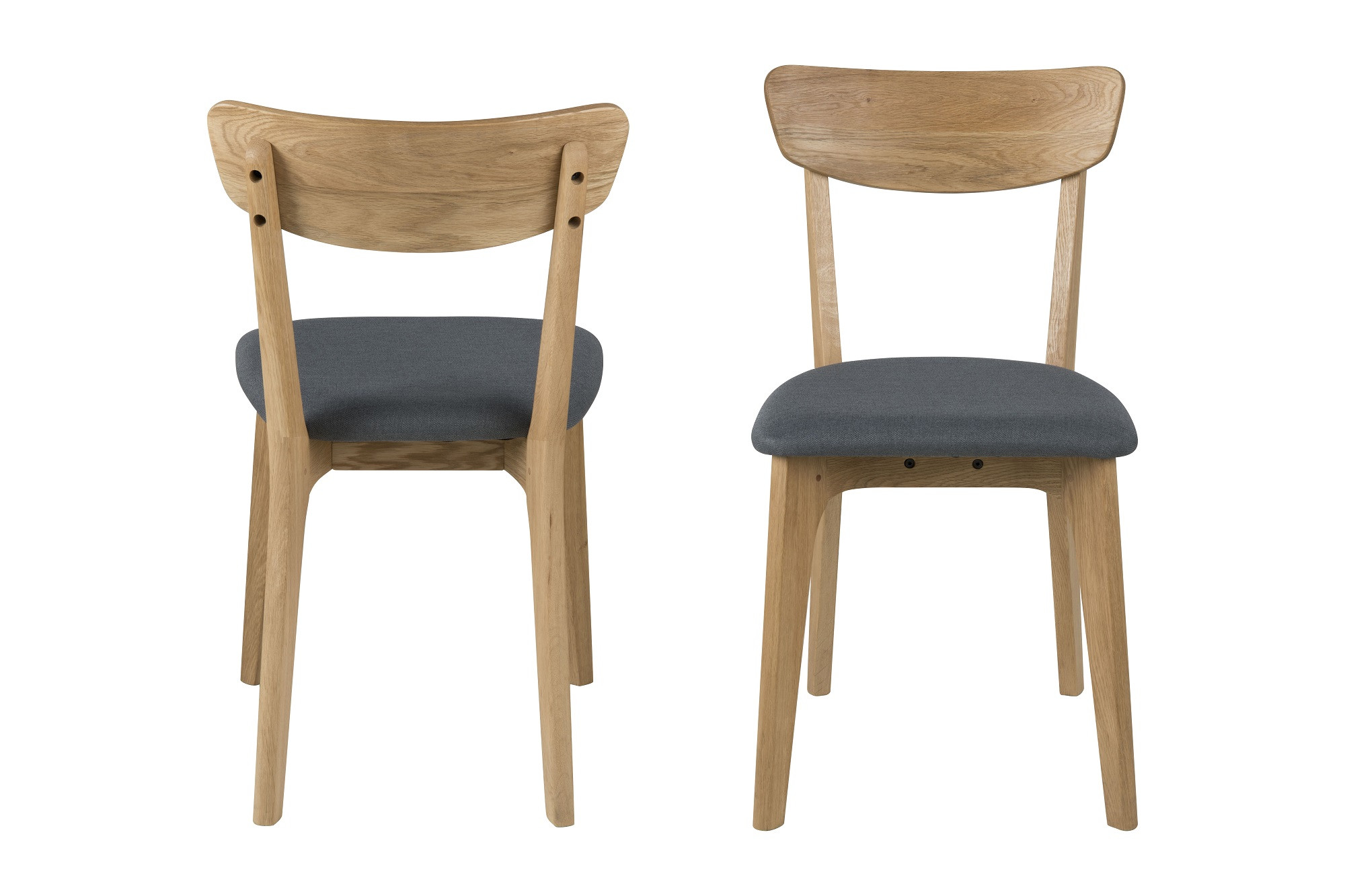 Chaise scandinave en tissu gris et bois de chêne | Hellin