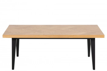 Table basse rectangulaire en bois avec pieds noirs