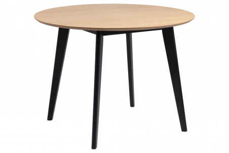 table ronde 105 en chêne et pieds noirs
