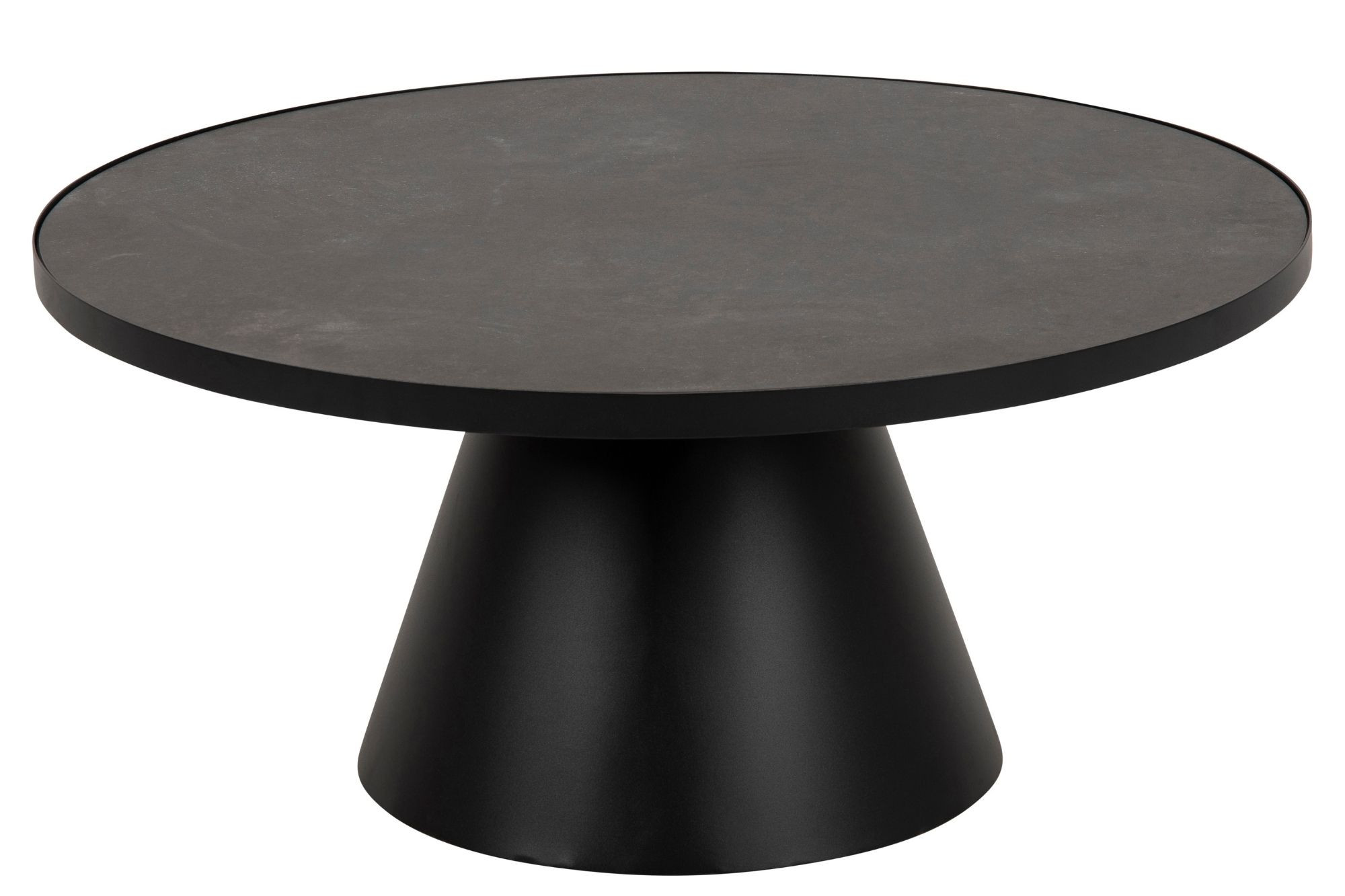 Table basse ronde en céramique et métal noir
