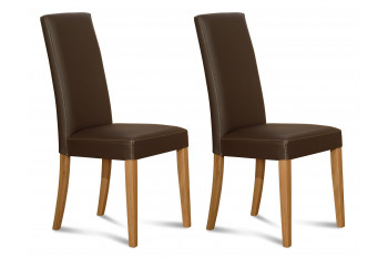 RECONDITIONNE - Chaises en cuir et chêne - NANCY (Lot de 2)