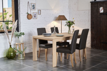 Table rectangulaire extensible L160/247 + 6 chaises cuir - FILIGRAME