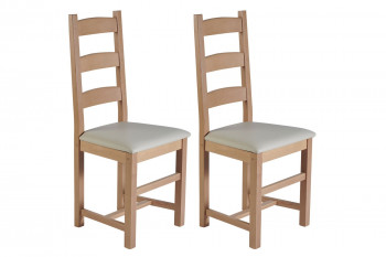 OCCASION Chaises en bois - assise simili colorée (Lot de 2) - RIGA