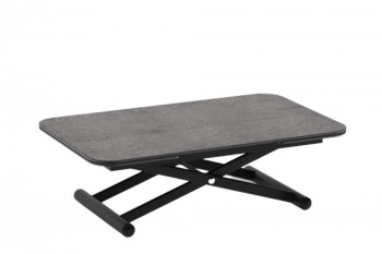 Table basse relevable et extensible L120/190 céramique pied noir - NORA