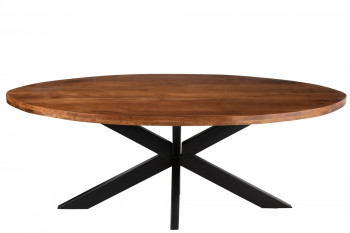 Table de salle à manger ovale en acacia et métal noir L210 - EDGAR