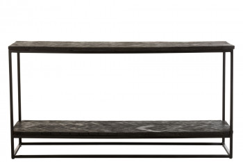 Console à double plateau en bois de manguier noir et métal L160 - CAIA