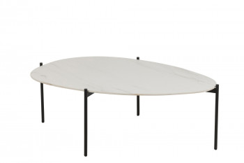 Table basse ovale en porcelaine et pieds en métal noir L120 - LIMOGES