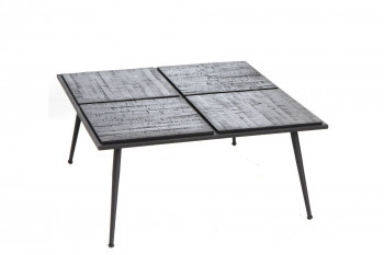 Table basse carrée en teck recyclé et métal noir L80 - NAIROBI
