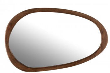Miroir en forme de galet en bois de manguier L83 L - BRUNO