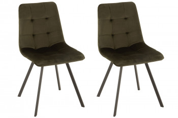 lot de deux chaises en velours et métal vert