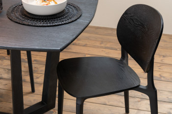 Chaise de salle à manger noire style japandi (lot de 2) - YUMI