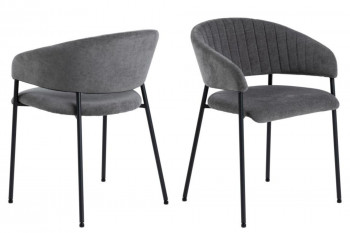 Chaise scandinave en tissu et pieds en métal noir (lot de 2) - ZOLA