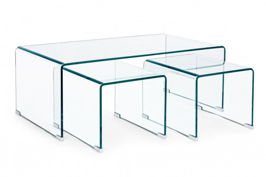 Trois tables basses gigognes en verre