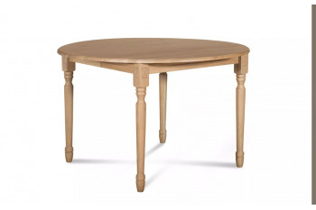 OCCASION Table ronde bois D115 cm avec 1 allonge et Pieds tournés - VICTORIA
