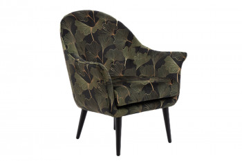 Fauteuil en velours peau de pêche aux motifs fleuris - NOAH