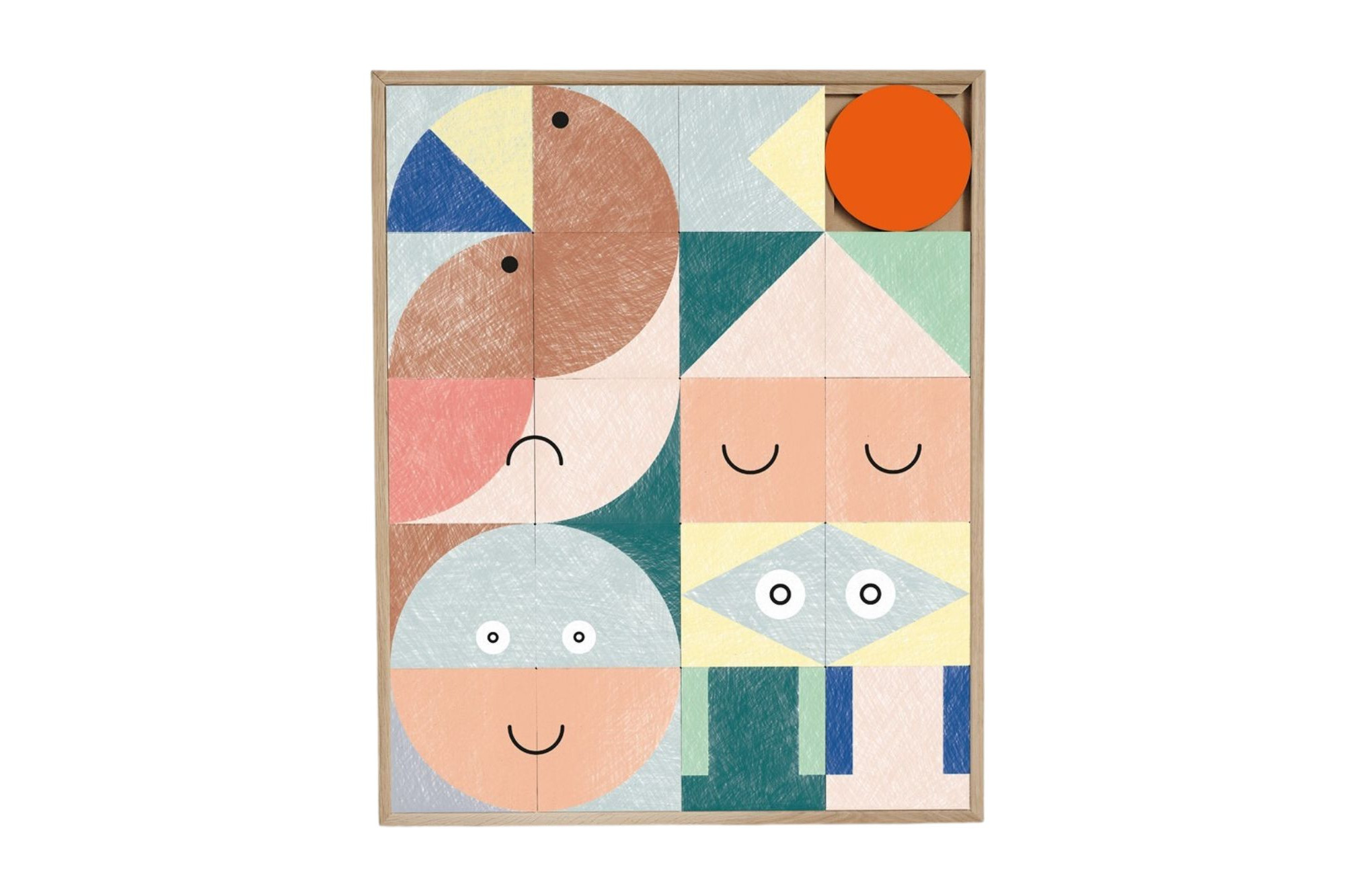 Tableau en bois taquin enfant aux couleurs pastel 63 x 78 KIFKIF - HELLIN