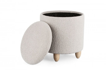 Tabouret pouf avec rangement en tissu bouclé D36 - ZACK