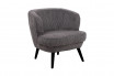 Fauteuil crapaud en velours côtelé gris et pieds noirs