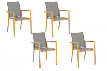 Chaise de jardin colorée en aluminium (lot de 4) - CASSIS