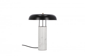 Lampe à poser en marbre blanc et abat-jour métal noir H33 - SNOOP
