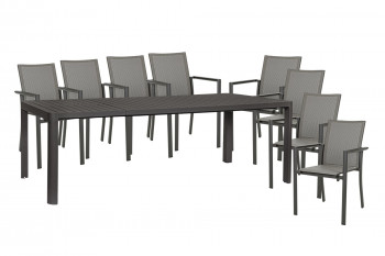 Table de jardin extensible 180/240 et 8 chaises empilables - AVIGNON