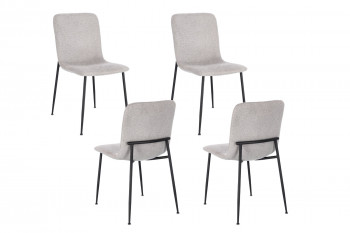 Chaise design en tissu et pieds en métal noir (lot de 4) - BREDA