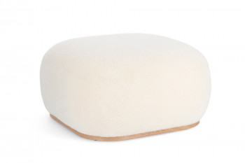 Pouf carré bouclette blanc ivoire L68 - STRATUS