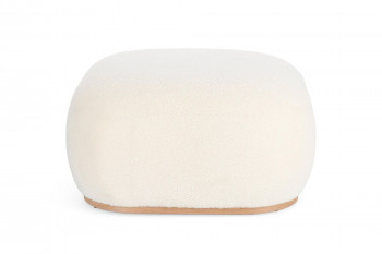 Pouf carré bouclette blanc ivoire L68 - STRATUS