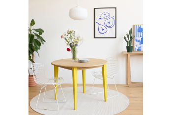 Table ronde extensible en bois 4/6 places D105 pieds colorés - VICTORIA