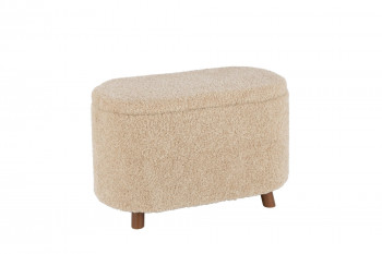 Banc coffre 1 place en tissu peluche beige L80 - GRIZZLY