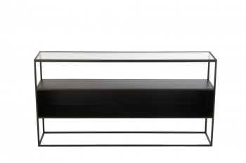 Console avec niche en métal noir et verre L140 - LUCE