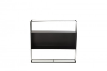 Étagère murale rectangulaire en métal noir et verre - LUCE