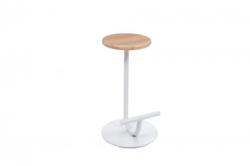 Tabouret design en chêne et métal blanc H65 - MARC