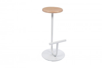 Tabouret design en chêne et métal blanc H75 - MARC