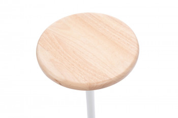 Tabouret design en chêne et métal blanc H75 - MARC