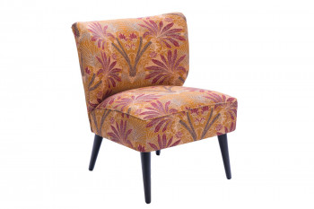 Fauteuil crapaud en tissu orange à motifs - RANCHI