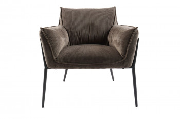 Fauteuil à accoudoirs pieds métal et velours - ROXANE