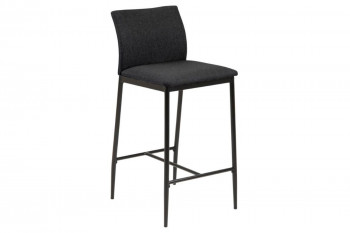 Tabourets de bar en métal et tissu gris (lot de 2) - FAUST