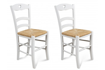 OCCASION Chaises en hêtre coloris Blanc (lot de 2) - SILVA