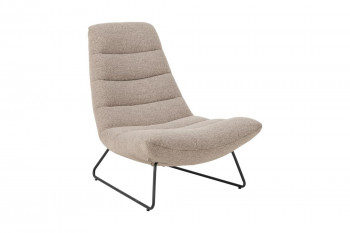 Fauteuil lounge en tissu bouclette beige - WESTON